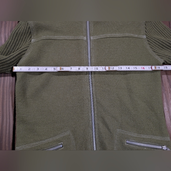 Neve Women's Green Wool Zip-Up Sweater L - Picture 5 of 10